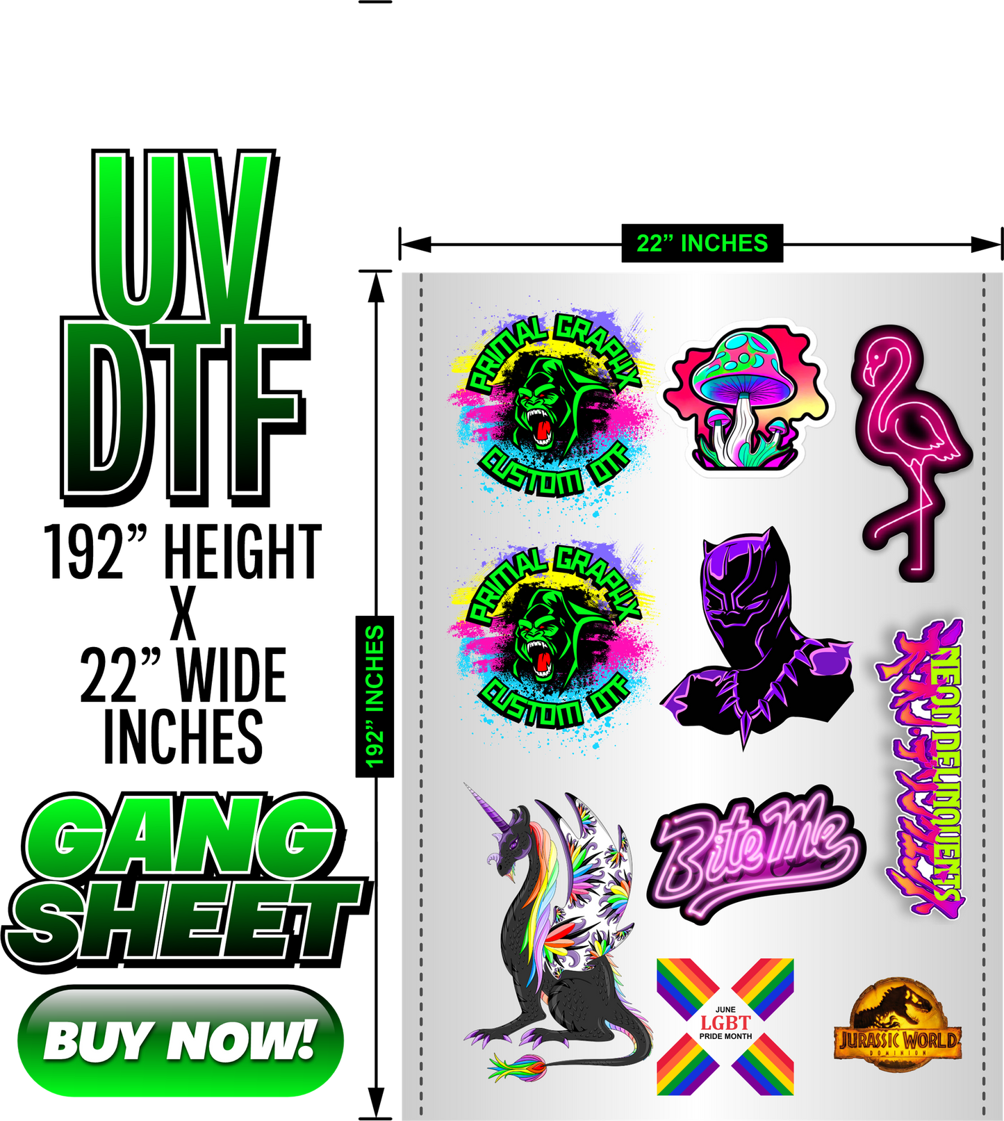 UV DTF Transfers 22"x192"