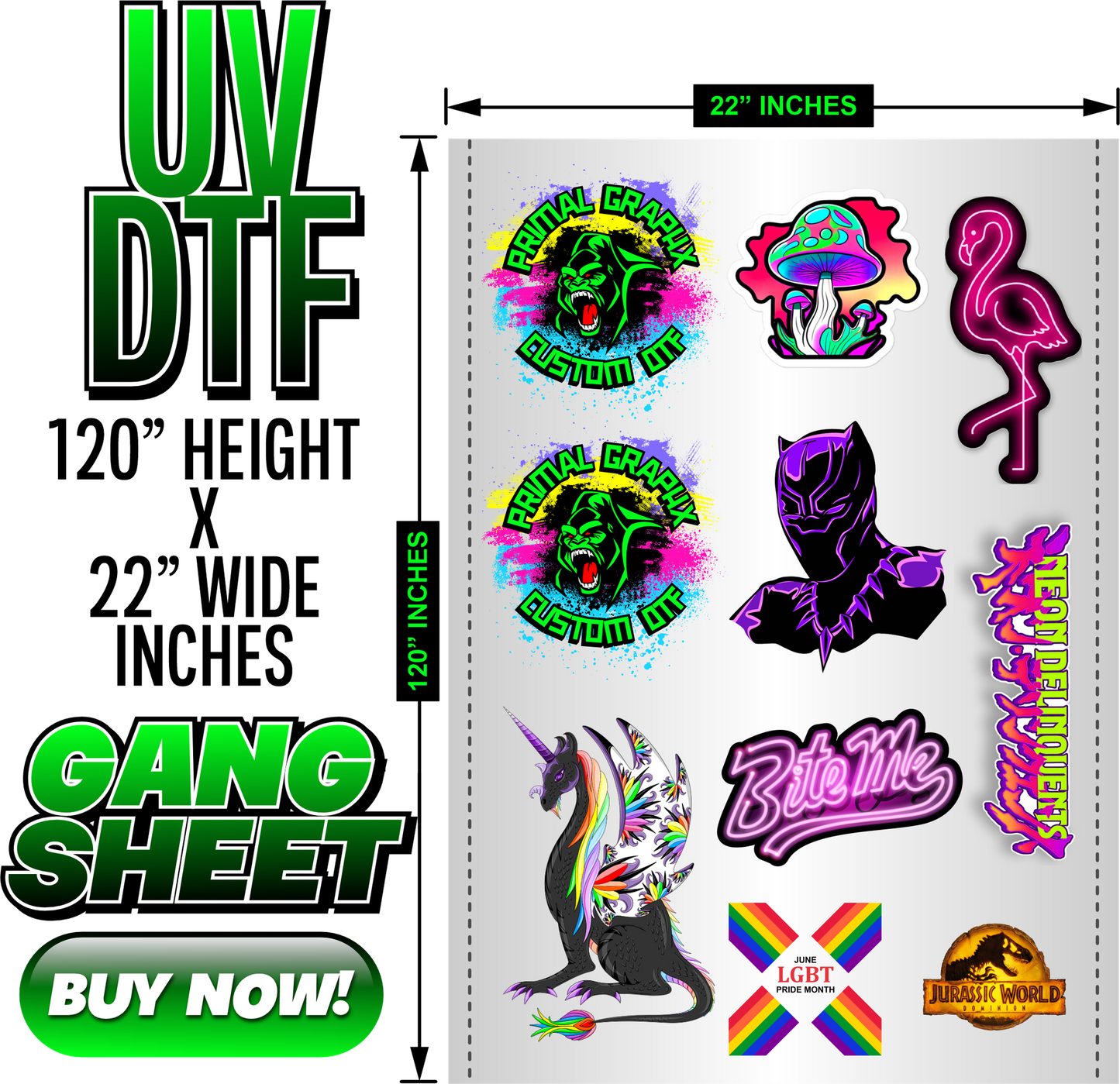 UV DTF Transfers 22"x120"