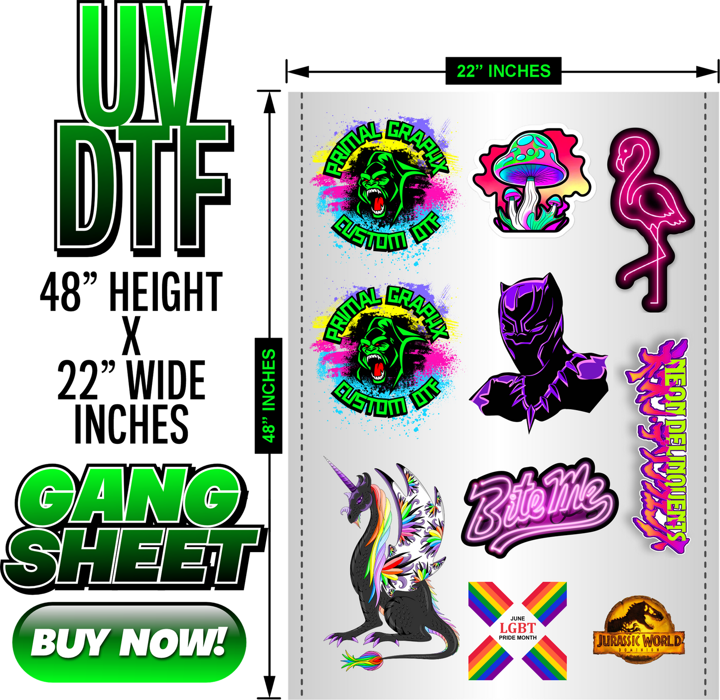 UV DTF Transfers 22"x48"