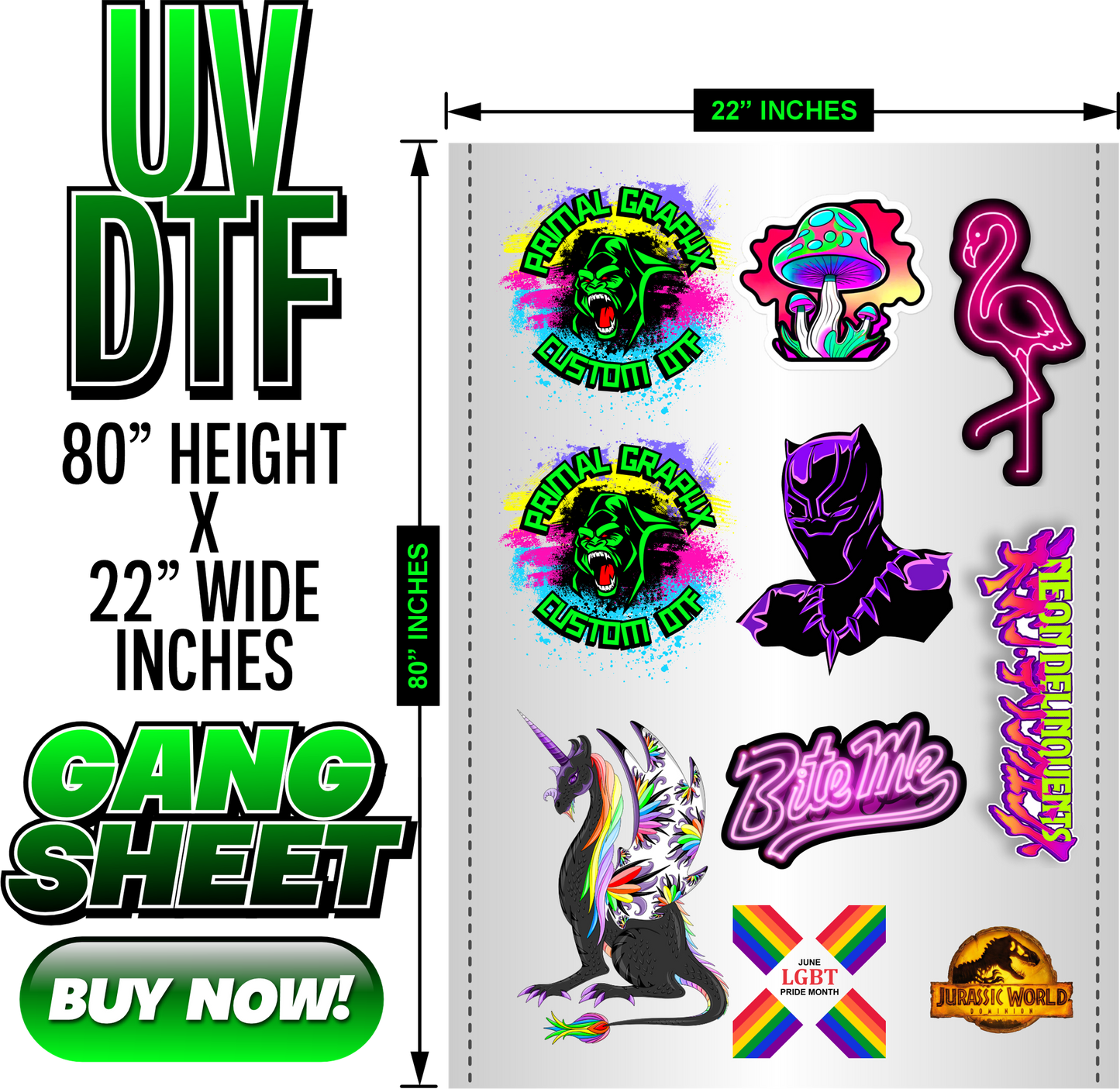 UV DTF Transfers 22"x80"